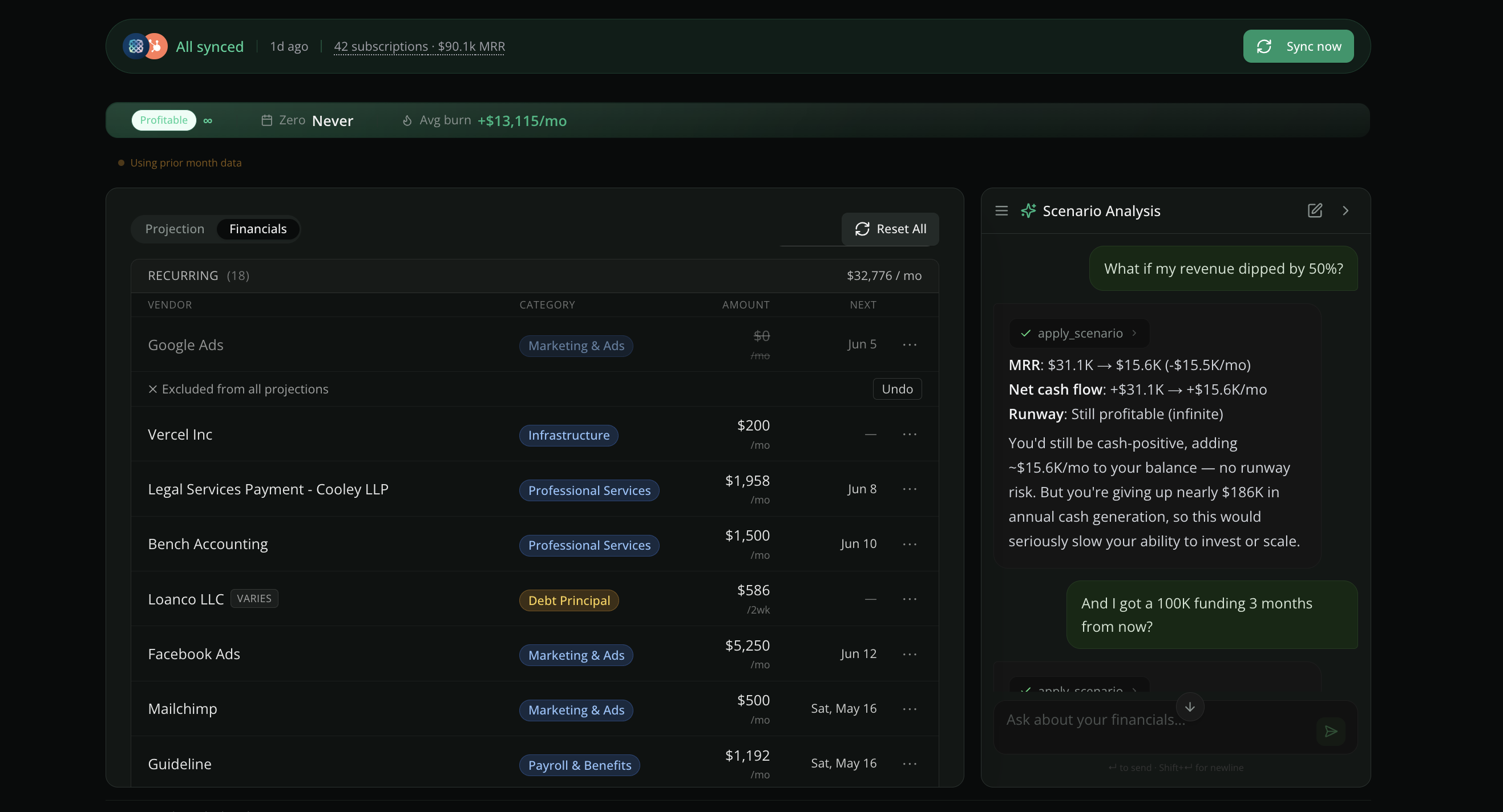 Zensus runway dashboard alternate view